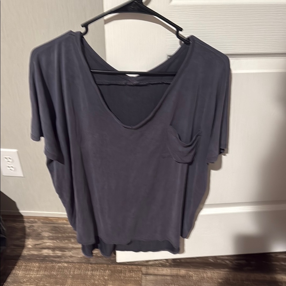 Women's Gray V-Neck Top